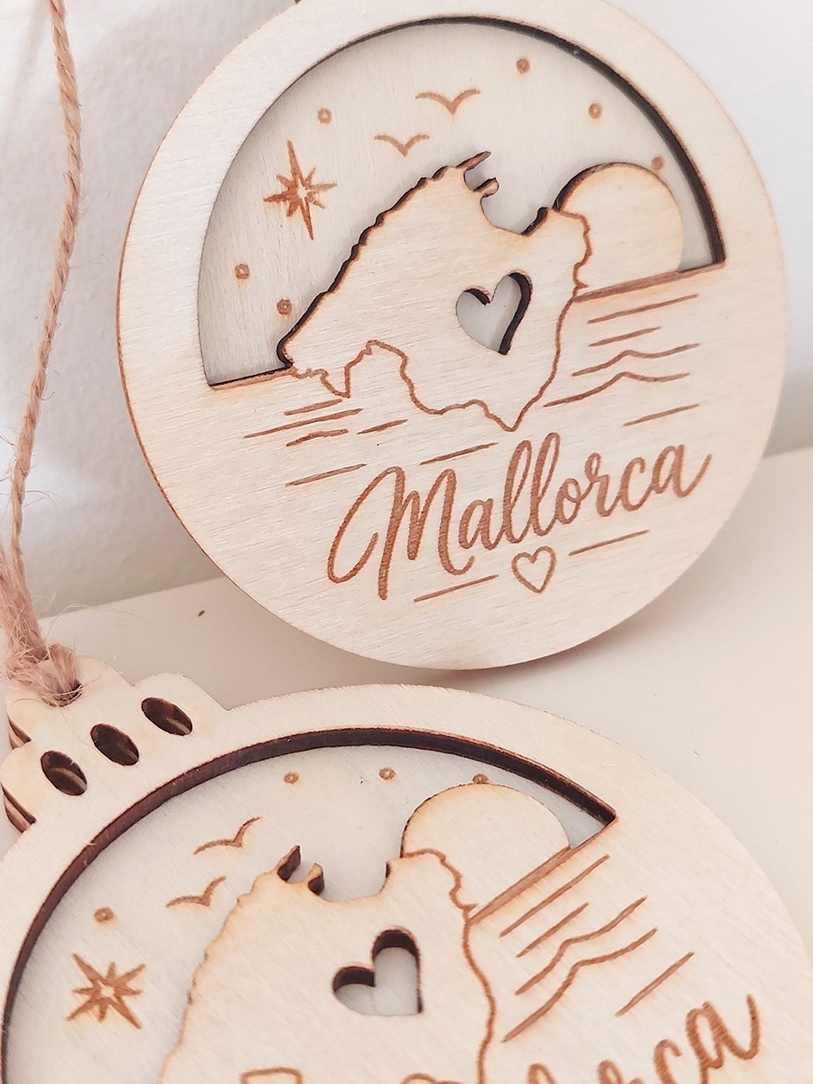 Ansicht 3 von Weihnachtskugel aus Holz – Mallorca - 2er Set