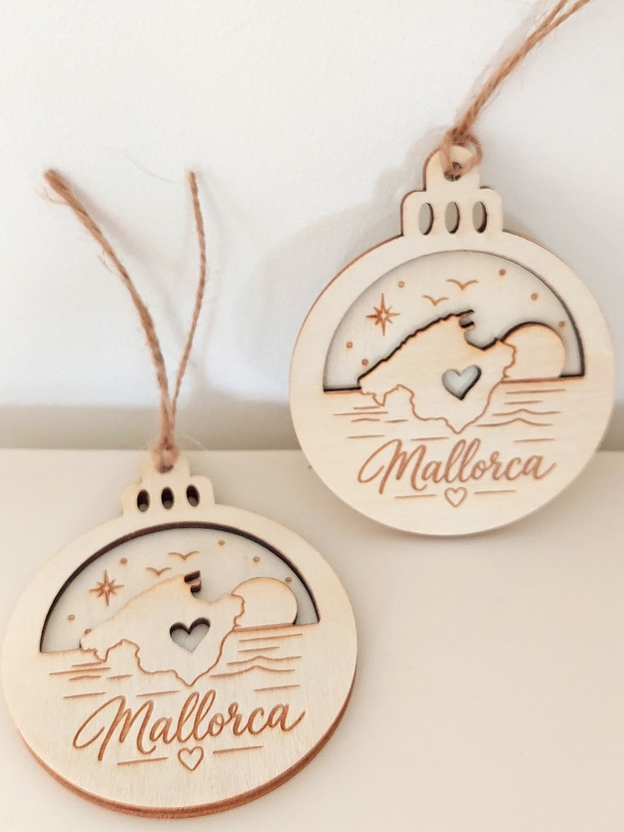 Ansicht 4 von Weihnachtskugel aus Holz – Mallorca - 2er Set