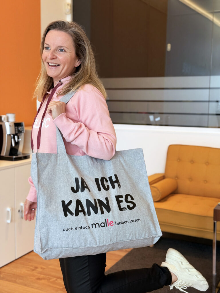 "JA ICH KANN ES auch einfach MAL(LE) bleiben lassen" Stanley/Stella recycelter Shoppingbeutel Strandbag grau